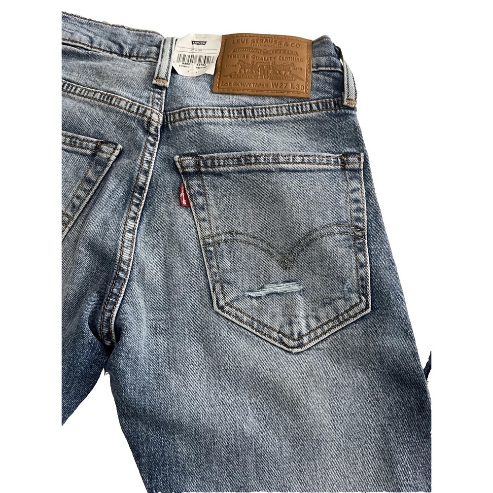 Levi's Premium Skinny Taper Flex Distressed Blue Jeans Men's Size 27x30 NEW - Picture 4 of 8